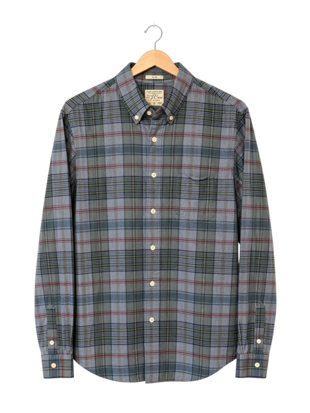 J Crew Mens Secret Washing Shirting Plaid Button Down Shirt Small Organic Cotton